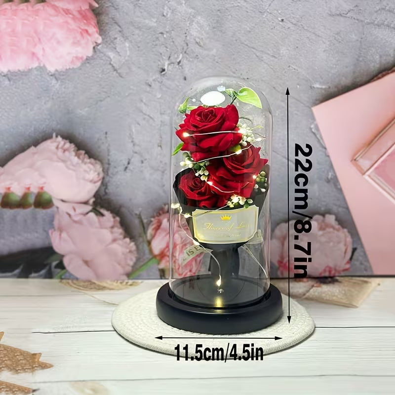 Roses éternelles sous cloches