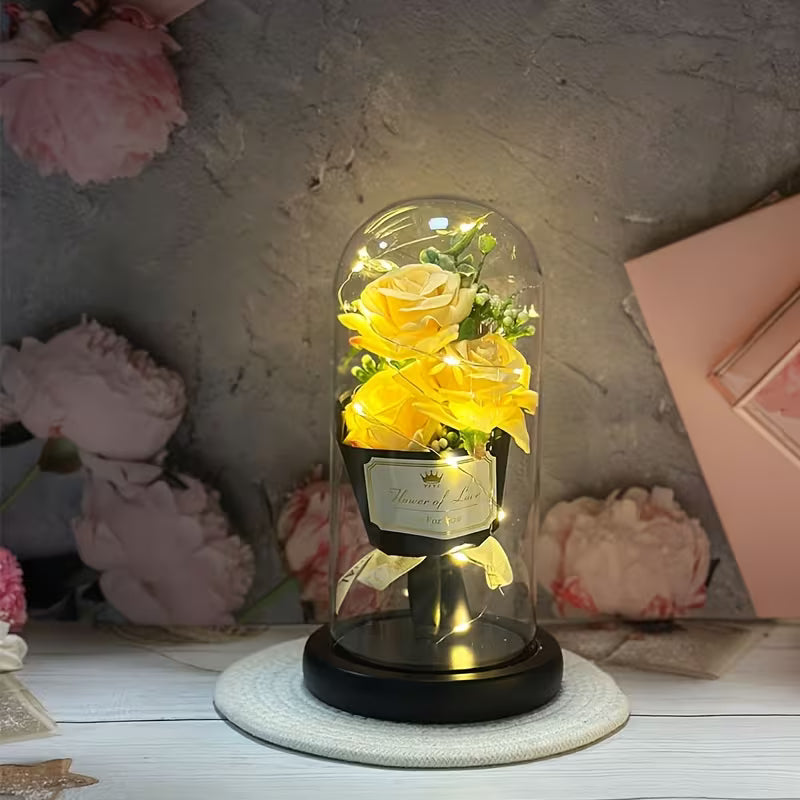 Roses éternelles sous cloches