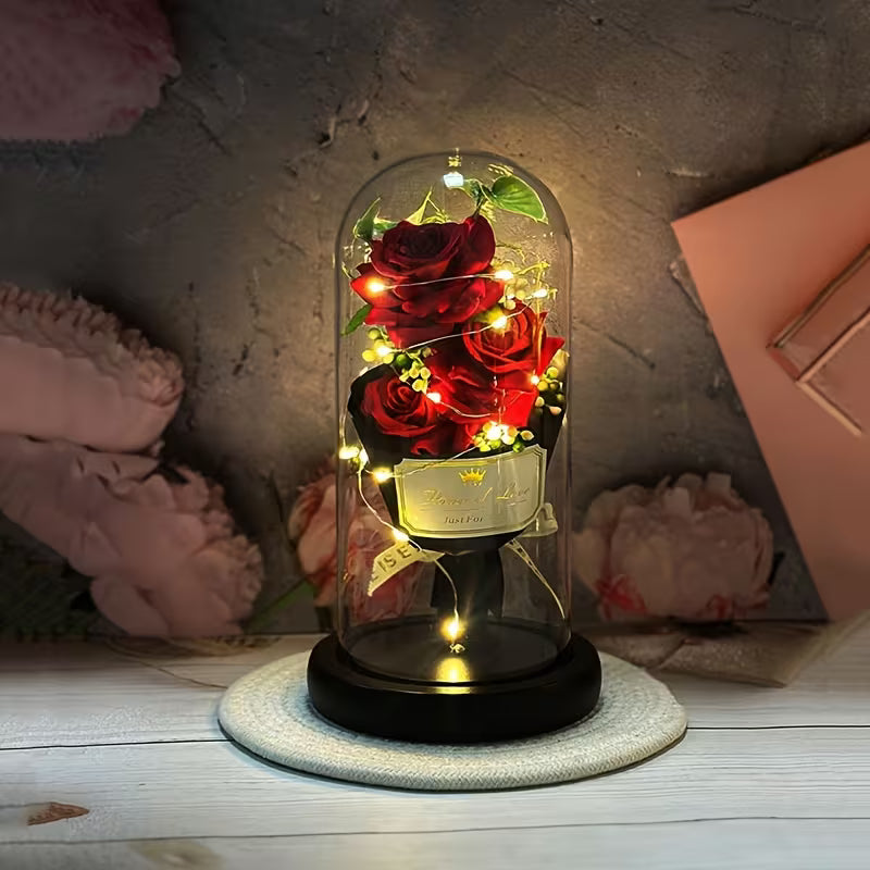 Roses éternelles sous cloches